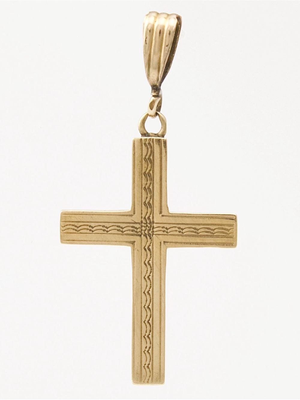 Vintage 10K Yellow Gold Cross Necklace Pendant Solid Gold Mid-Century
